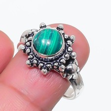 Green Malachite Gemstone 925 Sterling Silver Jewelry All Size Ring For Gift