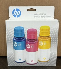 Genuine HP 31 3-Pack Cyan, Magenta, Yellow Ink Bottles 9C228AN EXPIRATION 11/25