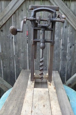 Antique Barn Beam Post Timber Auger Drill Press Boring Machine Tool Fresh Find