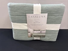 Casaluna King Heavyweight Linen Blend Quilt Green
