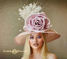 Aimee Fuller Kentucky Derby Hat Dusty Pink Rose Cream Del Mar Races Ascot Hat