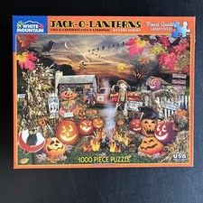 White Mountain JACK-O-LANTERNS Halloween 1000 pc Jigsaw Puzzle MISSING 1 PIECE