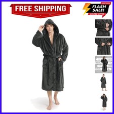 Luxury Mens Robe with Hood, Ultra Cozy Fleece Bathrobe for Men, Plush Hooded ...