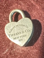Please Return To Tiffany & Co. New York~Heart Lock Charm 925 Sterling Pendant-