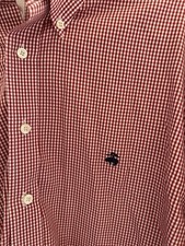 Brooks Brothers Men  s Red Check Dress Shirt Non Iron Cotton Large Button Up