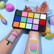 Face Body Paint Oil, 15 Macaron Colors Professional Makeup Palette - Non Toxi...