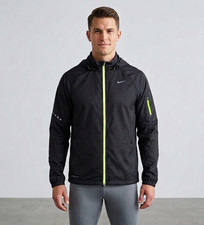 NWOT Nike Storm-FIT Mens Running Jacket Black Neon Green Zip Windbreaker MED