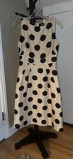 Banana Republic Ivory Dotted Dress Size 0 Lined, Side Pockets