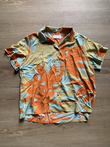 JAMS WORLD "Sakura" VINTAGE Multicolor Hawaiian Tropical Button Up Top Size M