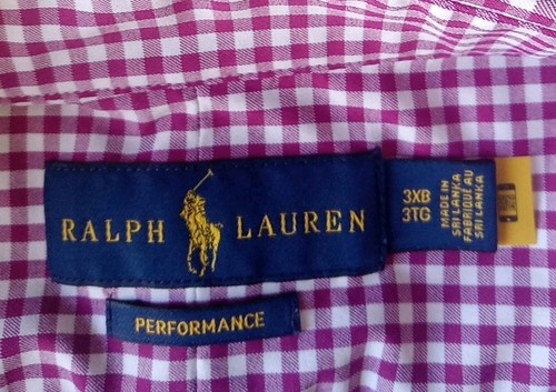 Polo Ralph Lauren Performance Shirt Men's 3XB Purple Gingham Plaid Button Down - Picture 6 of 12