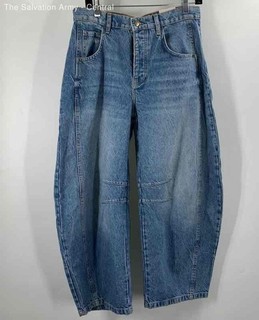 We The Free Womens Blue Denim Medium Wash Pockets Wide Leg Jeans Size 27
