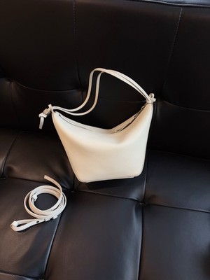 LOEWE Hammock Hobo Shoulder Bag White Full Calfskin Geometric Design