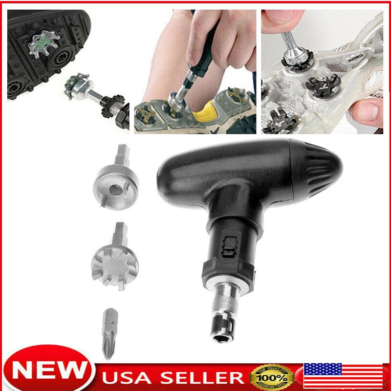 Golf Deluxe Spike Wrench Remover Tool Golf Shoe Cleats Ratchet Key Handle US