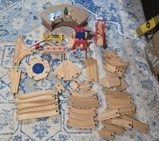 Melissa  Doug Lot Wooden Railway Train Set 54 Pieces