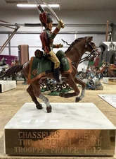 54mm Chasseurs A Cheval The Imperial Guard Trooper France 1812 Marble Stand Show