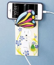 Apple Butterfly 3D Outlet Cover Cell Phone Holders Colorful Floral Outlet