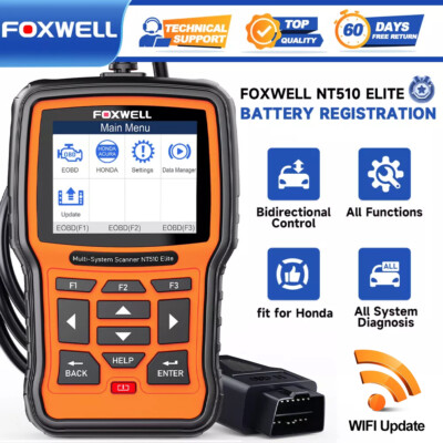 Foxwell NT510 Elite For Acura Full System Reset Tool Bidirectional SRS SAS TPMS