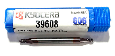 Kyocera 5/64'' Carbide Ball Nose Double End Mill TiCN Coating 4 Flute USA 39608
