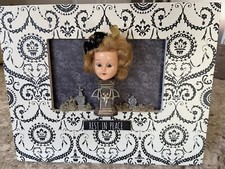 Oddities Creepy Vintage Doll Head Graveyard Framed 4x6 Macabre Halloween Decor