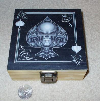 Smokezilla Shop CIGARETTE TRINKET BOX Wood Skeleton Design ^
