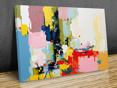 Colourful  Abstract Art  mounted canvas print ready to hang
