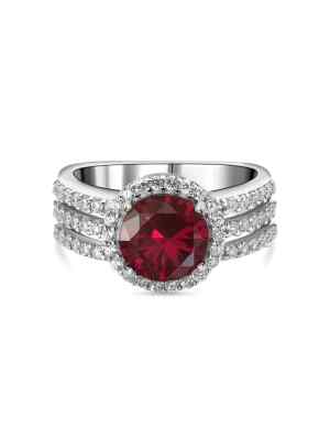 2.50 Ct Natural Red Ruby Diamond Anniversary Ring 14K White Gold Size 6.5