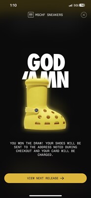 MSCHF X CROCS BIG RED BOOT (YELLOW) | US 10 (ORDER CONFIRMED)