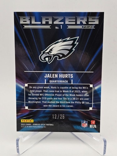 2023 Panini Donruss Optic - Blazers #1 Jalen Hurts Black Pandora /25 Eagles - Picture 2 of 2