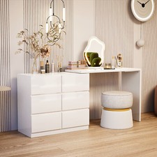 Weißer Schminktisch multifunktionaler Aufbewahrungsschrank mit LED-Spiegel