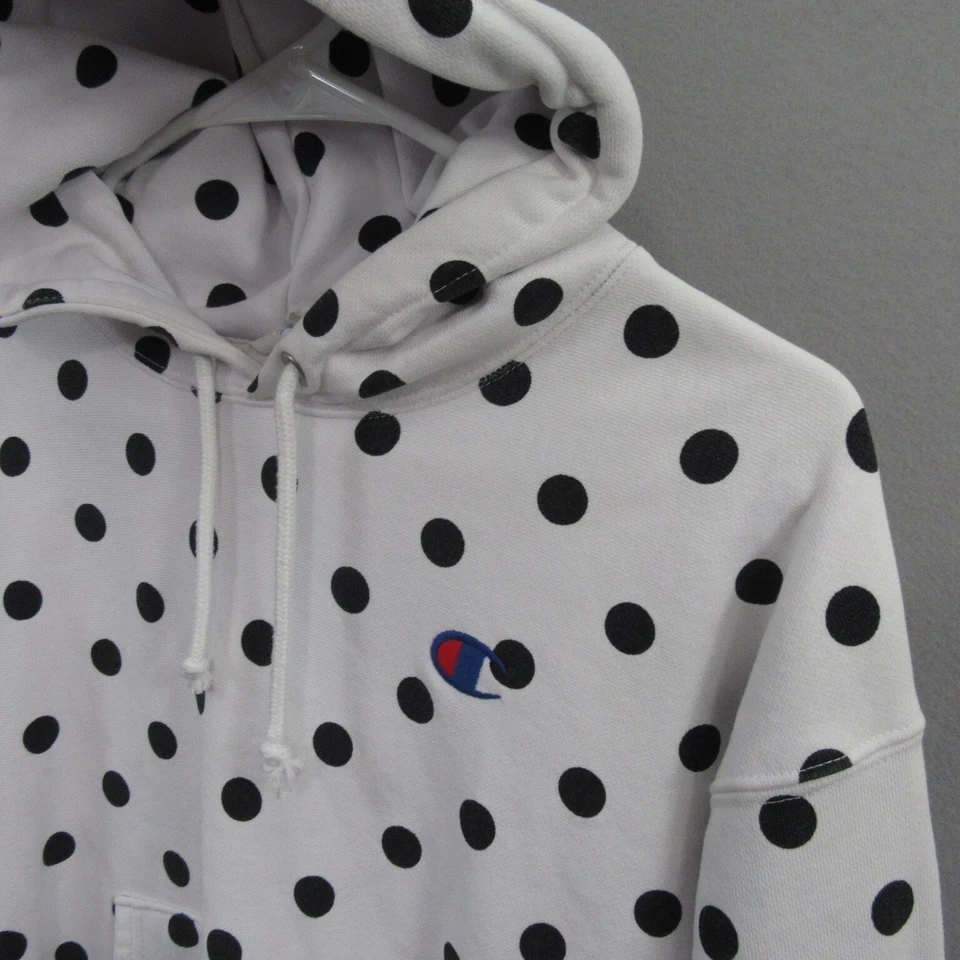 Champion Mujer Lunares Sudadera con Capucha S Blanco Negro Pullover Bolsillo con Capucha Foto 2 de 4