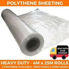 Clear Heavy Duty Polythene Sheeting - Builders Plastic Roll TPS Garden 25m x 4m