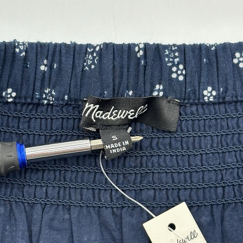 Madewell Smock-Waist Size Small Blue Bandana Flower Print Ruffle Mini Skirt NWT - Picture 5 of 14