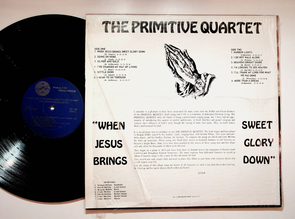 Primitive Quartet When Jesus Brings Sweet Glory Down Gospel Vinyl LP Record VG+ Foto 2 de 4