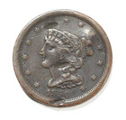 1850 Braided Hair Half Cent w/Xf Details, Damaged as shown (295)