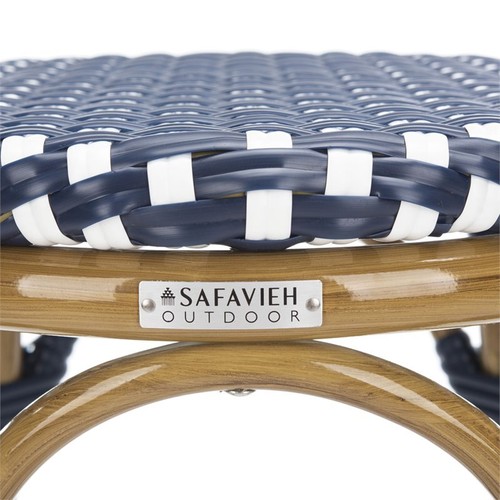 Home Square 20" Wicker Bar Stool in Navy and White - Set of 2 - Picture 6 of 8