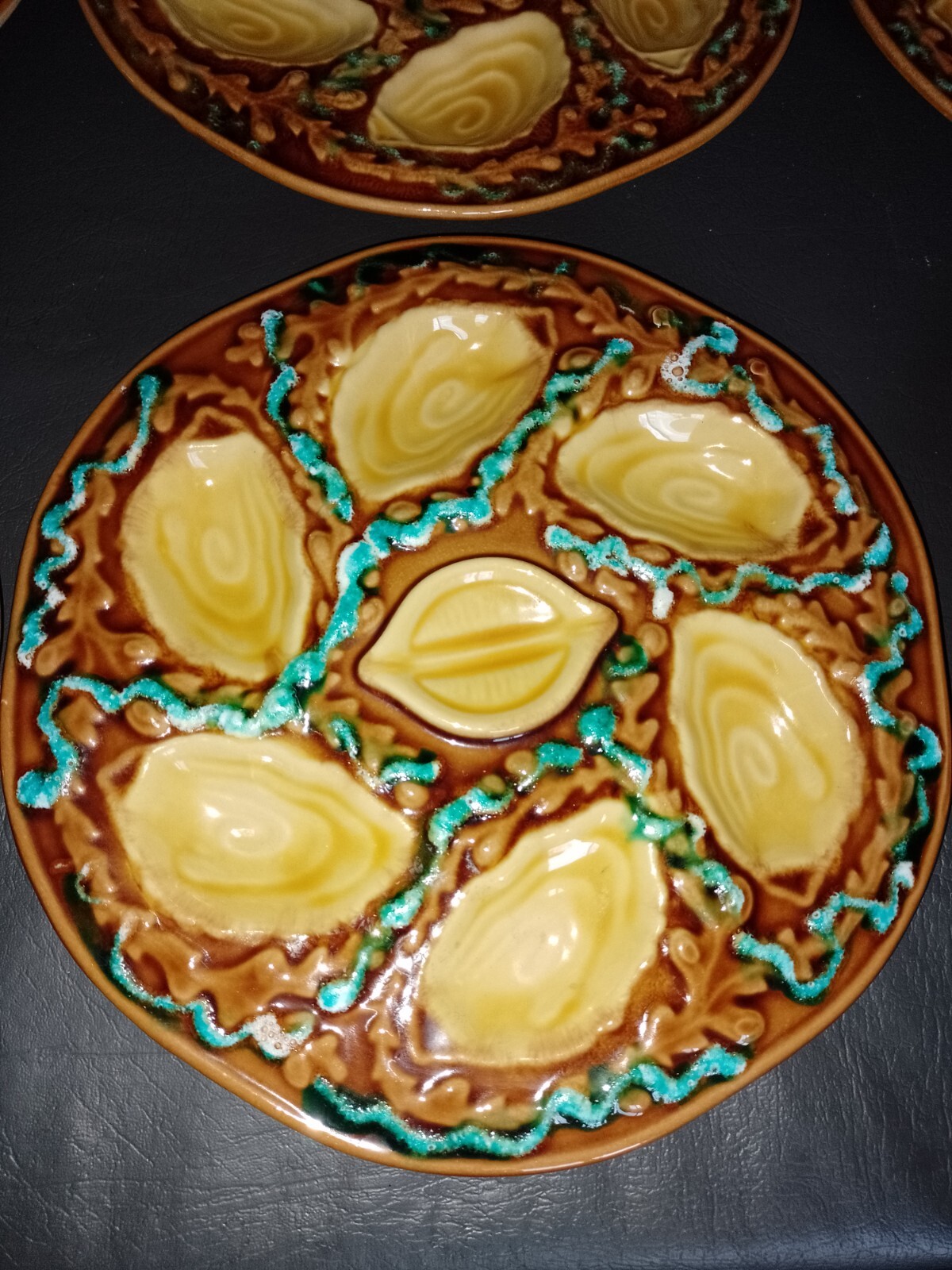 Vintage set of 6 oyster plates French majolica eBay