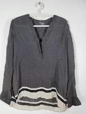 Vince Top Women Silk Black Cream Printed Long...