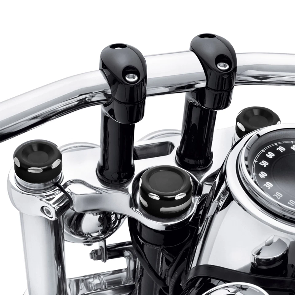 Black Fork Stem Upper Nut Bolt Covers Fit For Harley Dyna Fat Bob FXDF 2006-2017 - Image 2 of 4