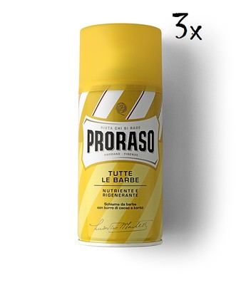 3x PRORASO Shaving foam schaum Rasierschaum Kakaobutter und Sheabutter 400 ml