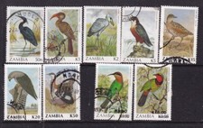 ZAMBIA.... 1982-89 x9 different birds  used (not complete set)