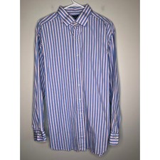 1990s Polo Ralph Lauren Regent Pink Blue Pinstripe Prep Twee Old Money Shirt XL
