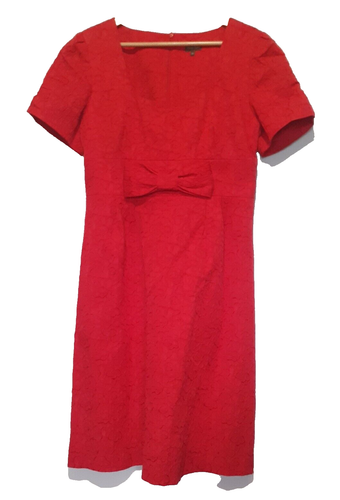 PHASE EIGHT ROTES BROKAT U-AUSSCHNITT SCHLEIFE FUNKTION KLEID Größe 16
