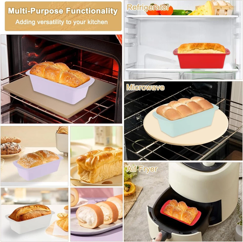 4er Set Mini Silikon Backformen Rechteckig, 20 x 9,5 x 5,5 cm Kastenform für Bro - Bild 4 von 4