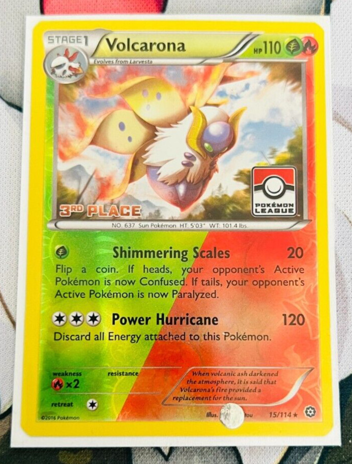 Volcarona - 15/114 - 3rd Place League Holo Shiny Promo - Pokemon Card - NM