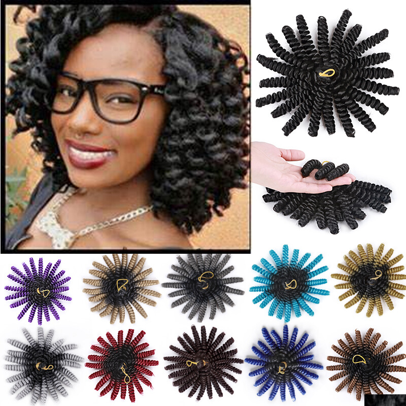 3x Spring Twists Crochet Braids – Lockige Kunsthaar-Strähnen, Dunkelbraun, 20 Cm (8 Zoll), Für Afro-Looks & Verlängerungen
