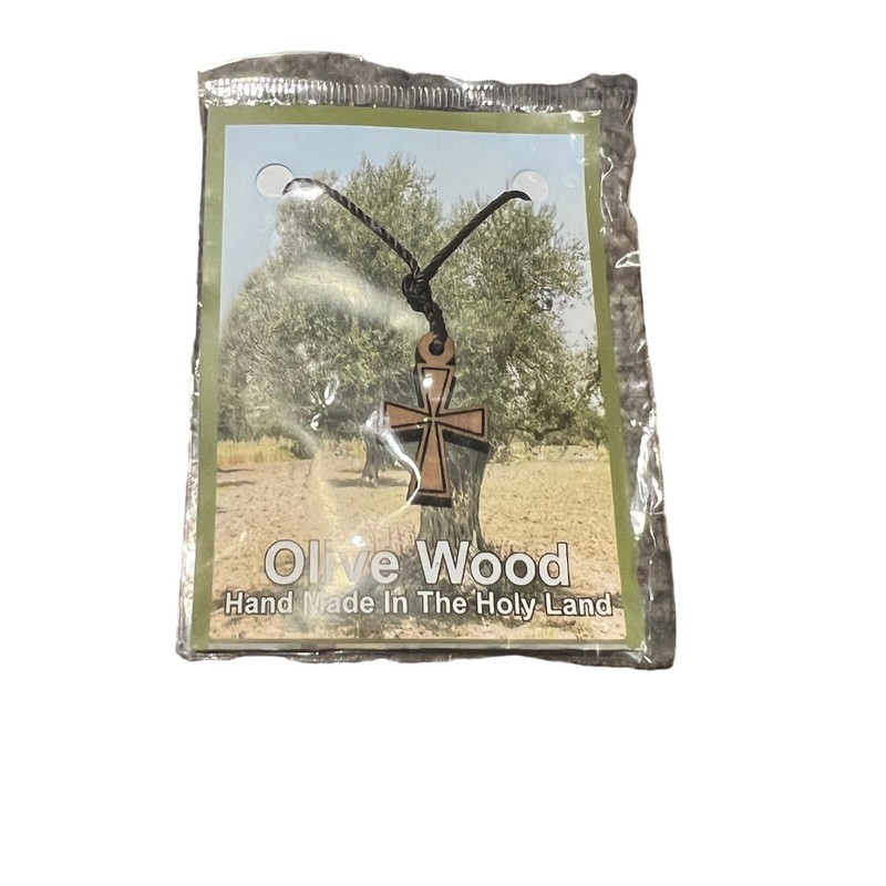 Olive Wood Cross Pendant Necklace Hand Made in the  Holy Land NEW