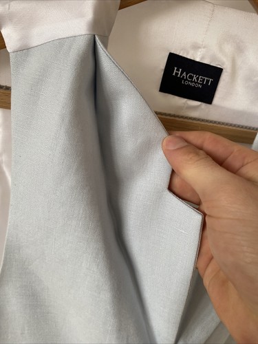 Hackett (38R) Pure 100% Linen Waistcoat Pale Blue Morning Suit Ascot Wedding VGC - Picture 4 of 8