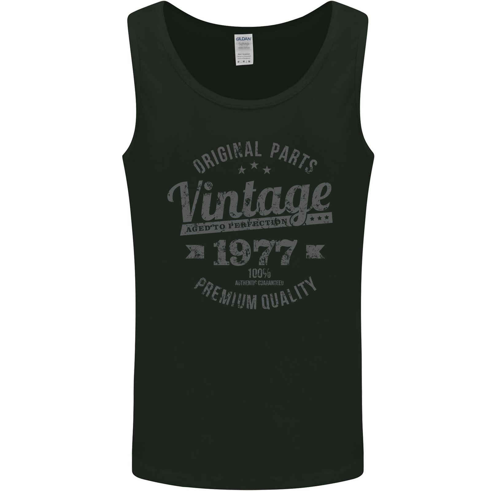 Vintage Year 48th Birthday 1977 Mens Vest Tank Top Black