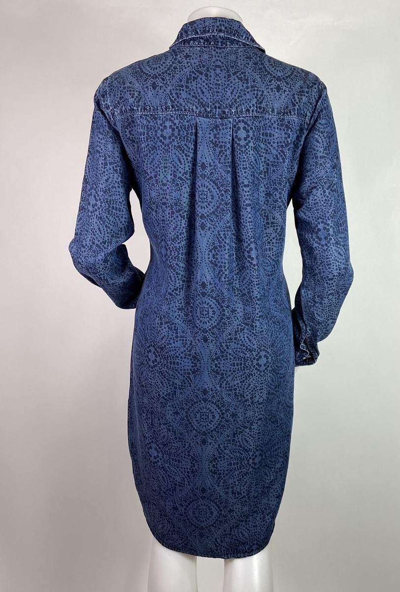 Anthropologie Cloth Stone Denim Chambray Shirt Dress Tie Waist Size Medium