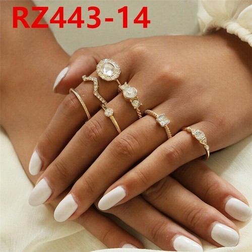 Boho Silver Gold Colour Yin Yang Knuckle Ring Set Women Girl Vintage Toe Thumb - Picture 4 of 11